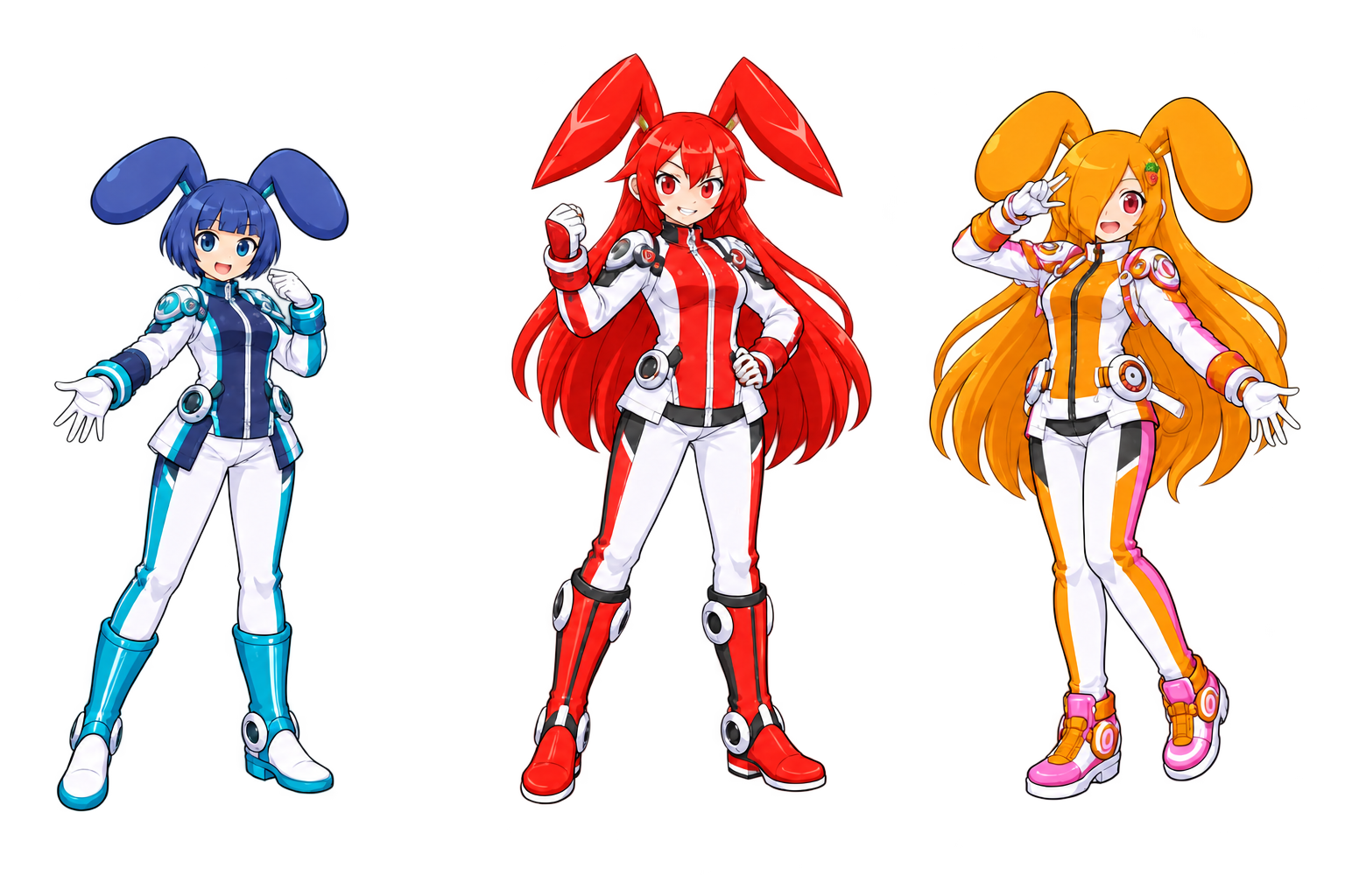 左から蒼井タルフィ、紅音ブラー、兎原ローマ。3人のSF魔法アイドル